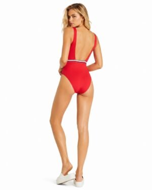 Tommy Hilfiger κόκκινο ολόσωμο μαγιό με ανοιχτή πλάτη