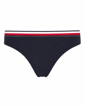 Tommy Hilfiger σκούρο μπλε bikini slip με ριγέ λάστιχο μπροστινή όψη