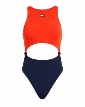 Tommy Hilfiger Heritage ολόσωμο μαγιό cut out κόκκινο navy μπλε