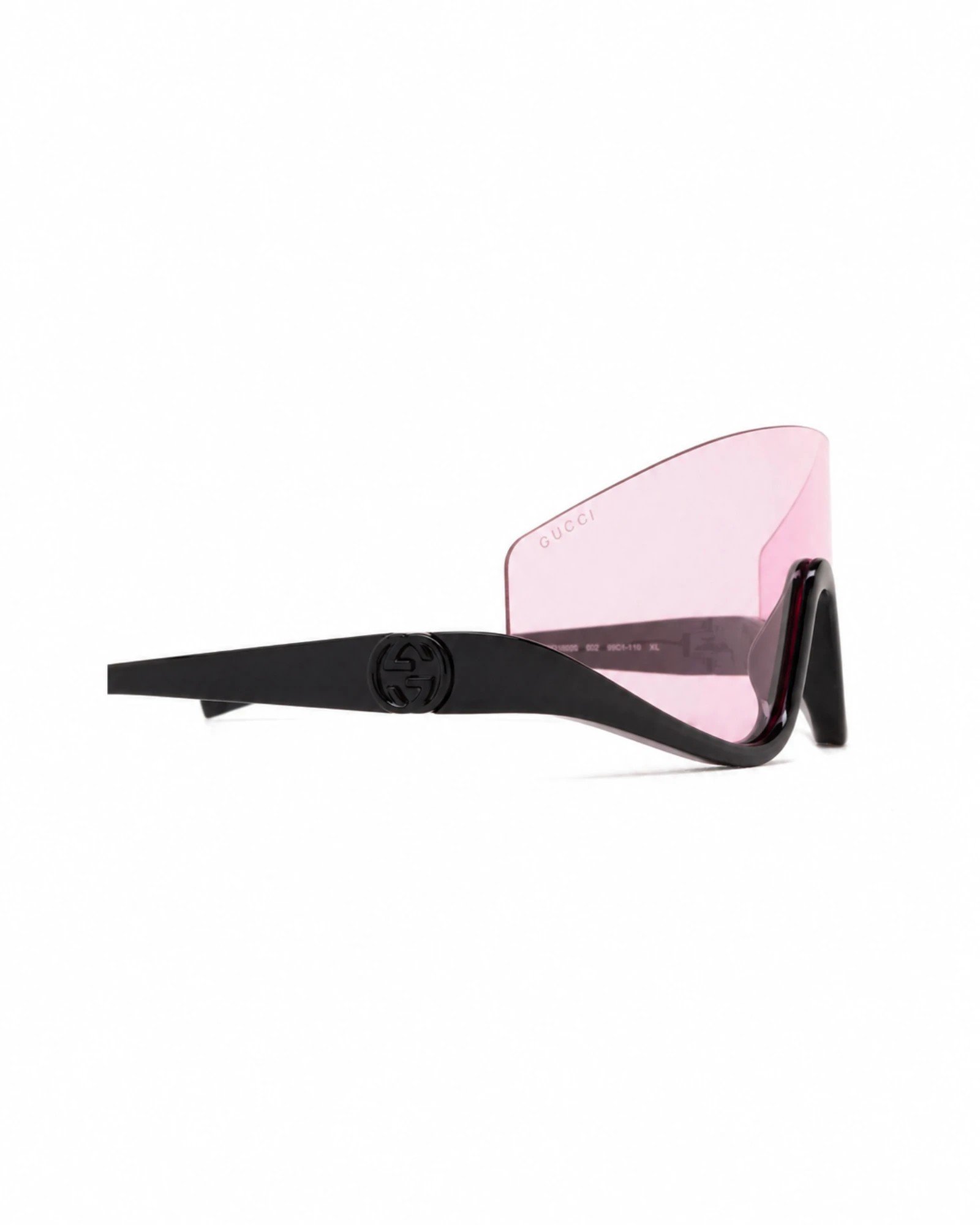Gucci GG1650S 002 γυαλιά ηλίου με ροζ φακό και ανάγλυφο GG πλάγια όψη
