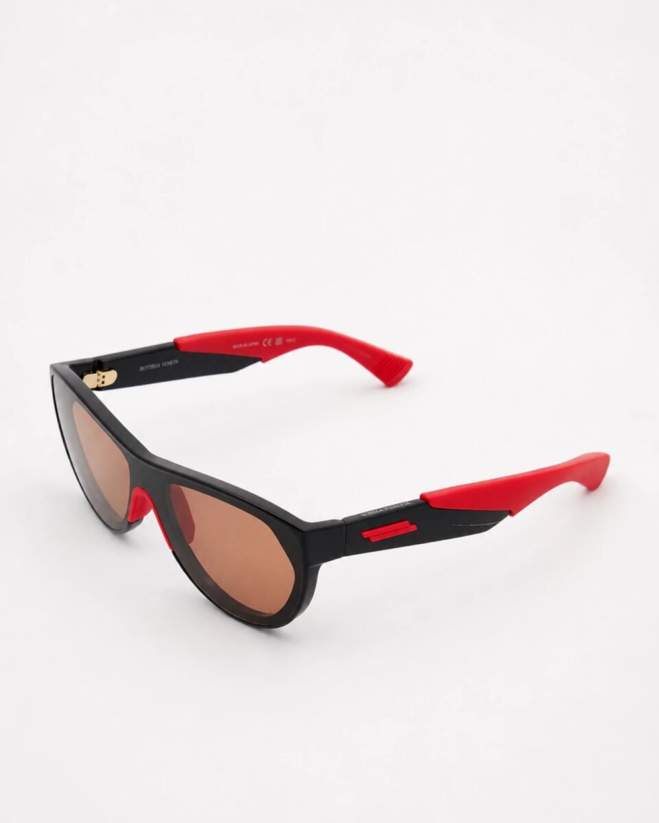 Bottega Veneta BV1234S 004 Unisex Γυαλιά Ηλίου Μαύρα με Κόκκινο Φακό
