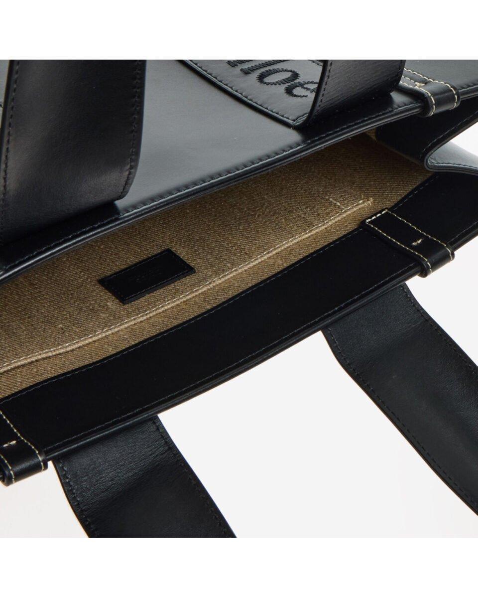 Εσωτερικό Chloé Woody Medium μαύρης δερμάτινης tote τσάντας