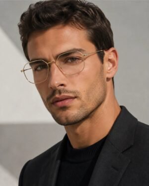Άνδρας φοράει τα χρυσά γυαλιά οράσεως Gucci GG1032O 005
