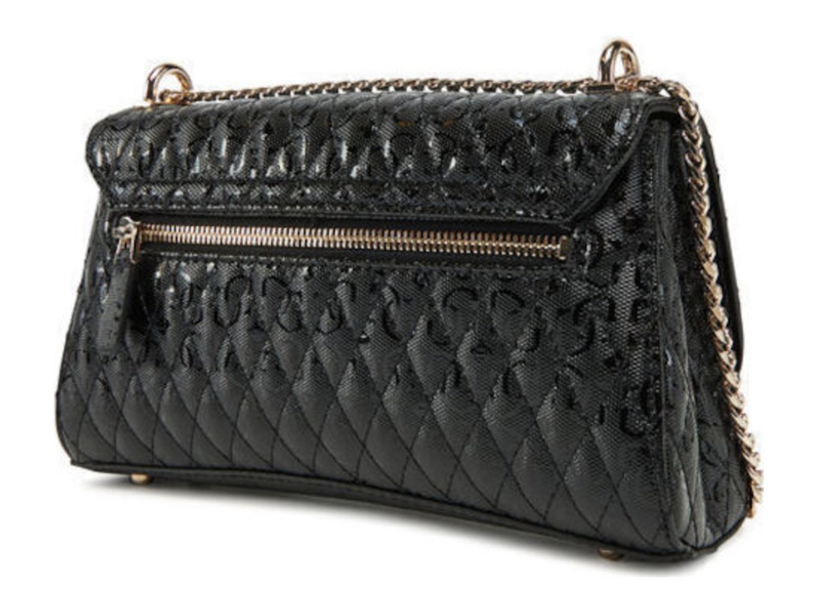 Πίσω όψη της μαύρης τσάντας Guess HWGG9626210-BLA με εξωτερική τσέπη φερμουάρ