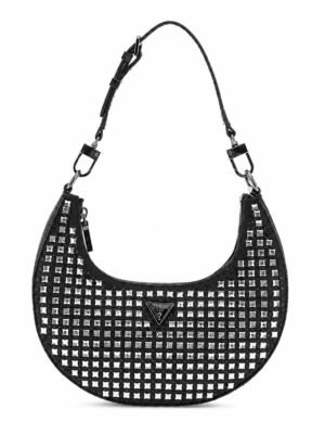 Guess Lua Small Hobo HWIM9205010-BLA μαύρη γυναικεία τσάντα ώμου με στρας