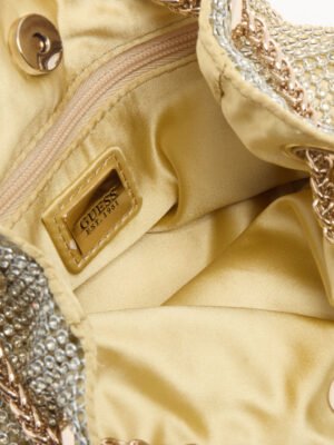 Εσωτερικό της Guess Zalina χρυσής τσάντας ώμου με στρας