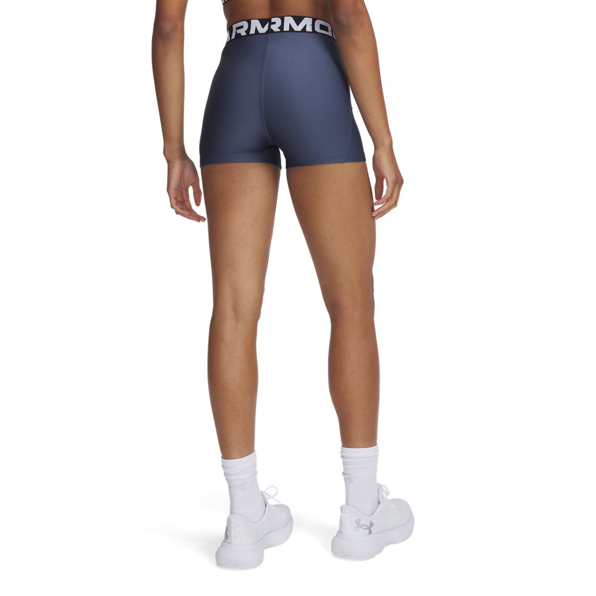 Πίσω όψη Under Armour HeatGear Authentics Shorty γυναικείο compression σορτς σε navy μπλε χρώμα.
