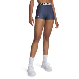 Under Armour HeatGear Authentics Shorty γυναικείο compression σορτς σε navy μπλε χρώμα, μπροστινή όψη σε μοντέλο.
