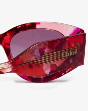 Chloé γυναικεία γυαλιά ηλίου κόκκινα ροζ λεπτομέρεια λογότυπου