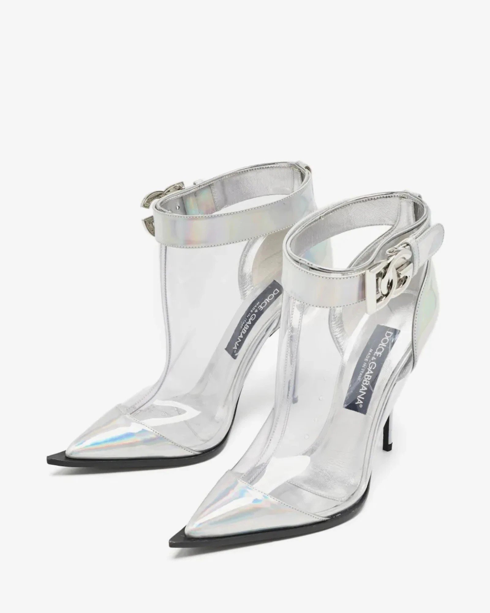 Dolce & Gabbana LA11373 Silver Iridescent μποτάκια λοξή όψη