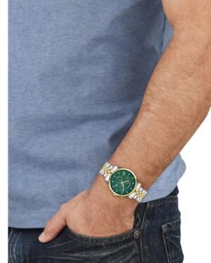 Ferragamo Duo Chrono SFEZ01224 ανδρικό δίχρωμο ρολόι με πράσινο καντράν φορεμένο στον καρπό