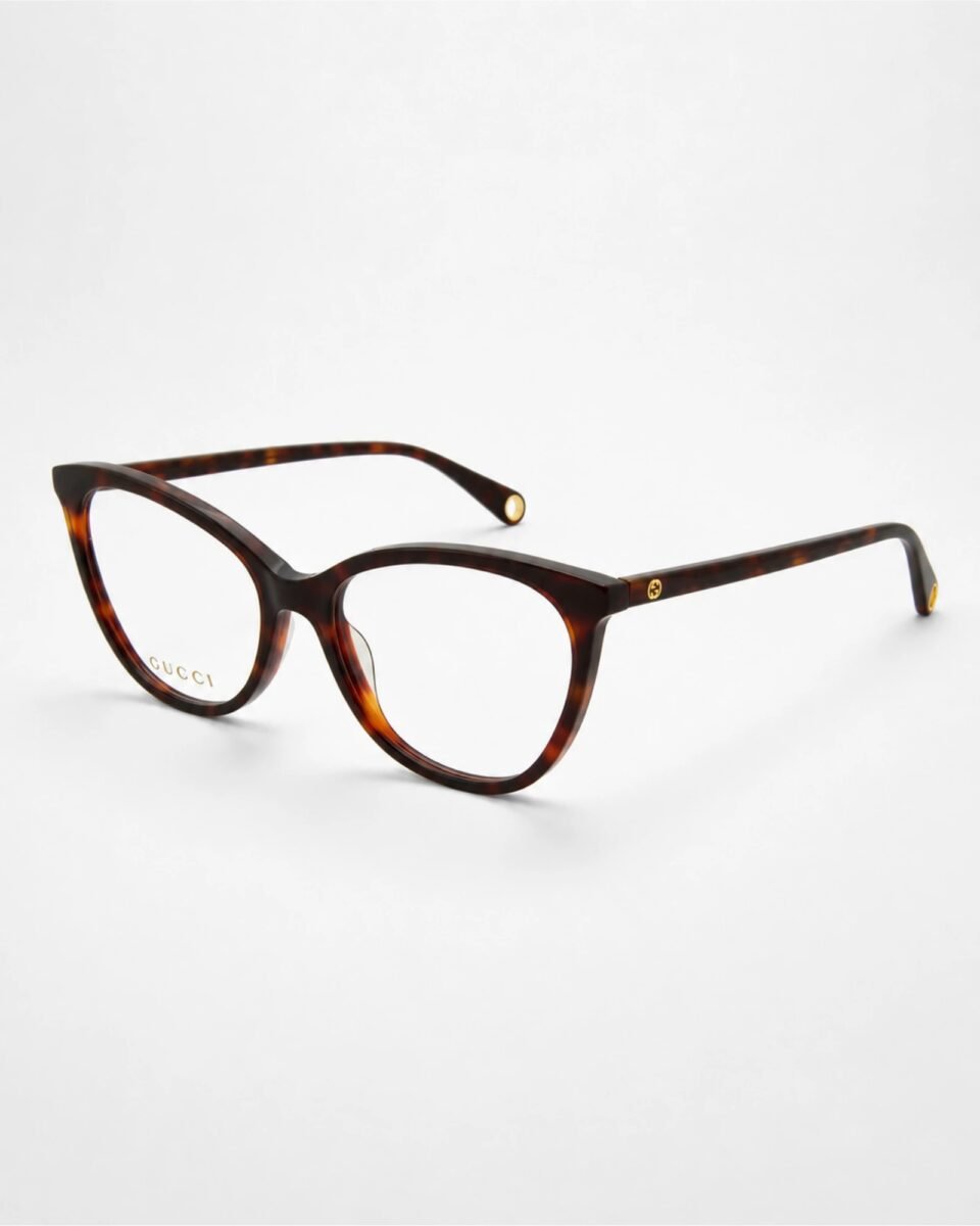 Gucci GG1079O 002 Γυναικεία Γυαλιά Οράσεως Cat Eye Καφέ Ταρταρούγα με Χρυσή Αλυσίδα