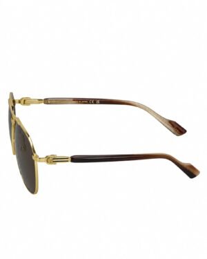 Gucci GG1220S 002 ανδρικά γυαλιά ηλίου aviator σε χρυσό μεταλλικό σκελετό με καφέ βραχίονες πλάγια όψη