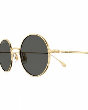 Gucci GG1649S 007 στρογγυλά γυαλιά ηλίου με χρυσό μεταλλικό σκελετό και λεπτομέρεια λογότυπου Gucci