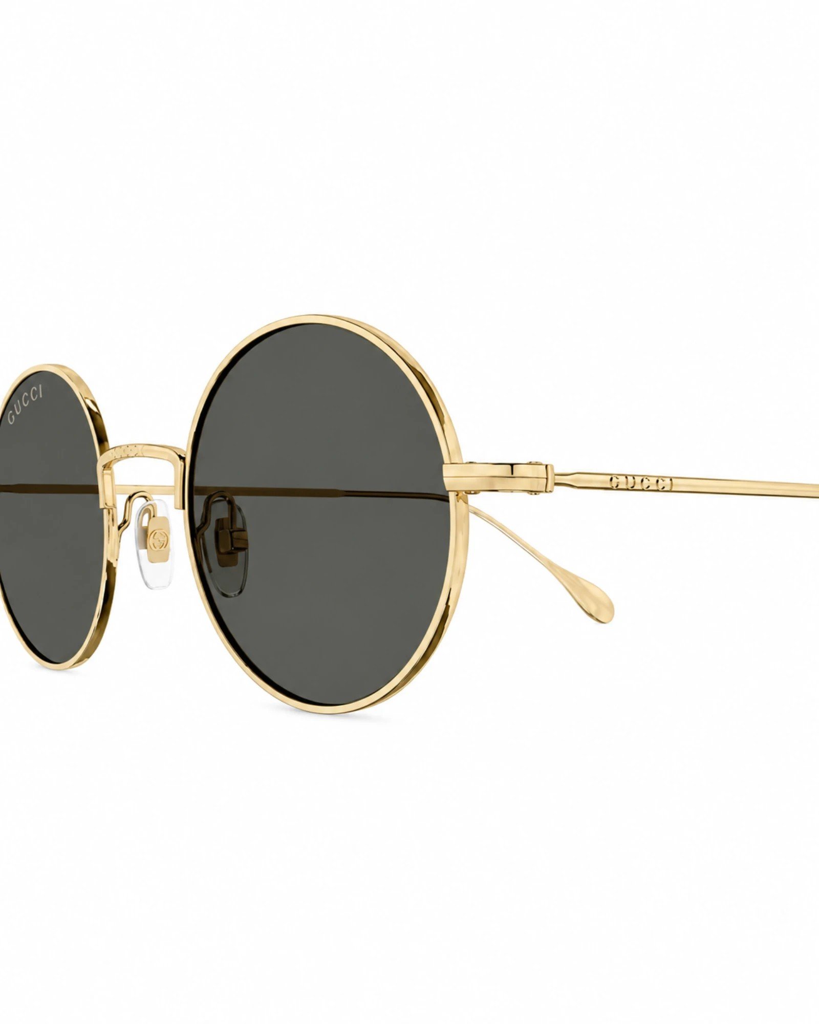 Gucci GG1649S 007 στρογγυλά γυαλιά ηλίου με χρυσό μεταλλικό σκελετό και λεπτομέρεια λογότυπου Gucci