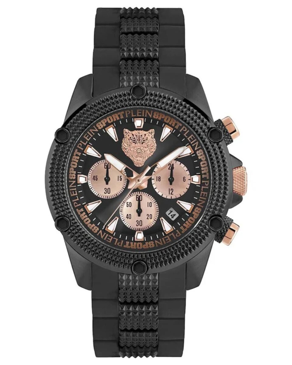 Plein Sport Hurricane PSDBA0323 Chrono Ανδρικό Ρολόι 44mm Μαύρο / Rose Gold
