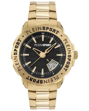 Plein Sport Rampage PSGDA0924 ανδρικό ρολόι 44mm σε χρυσό με μαύρο καντράν και μεταλλικό μπρασελέ