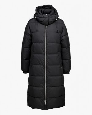 Scotch & Soda 178071-U008 γυναικείο μακρύ puffer parka μαύρο μπροστινή όψη