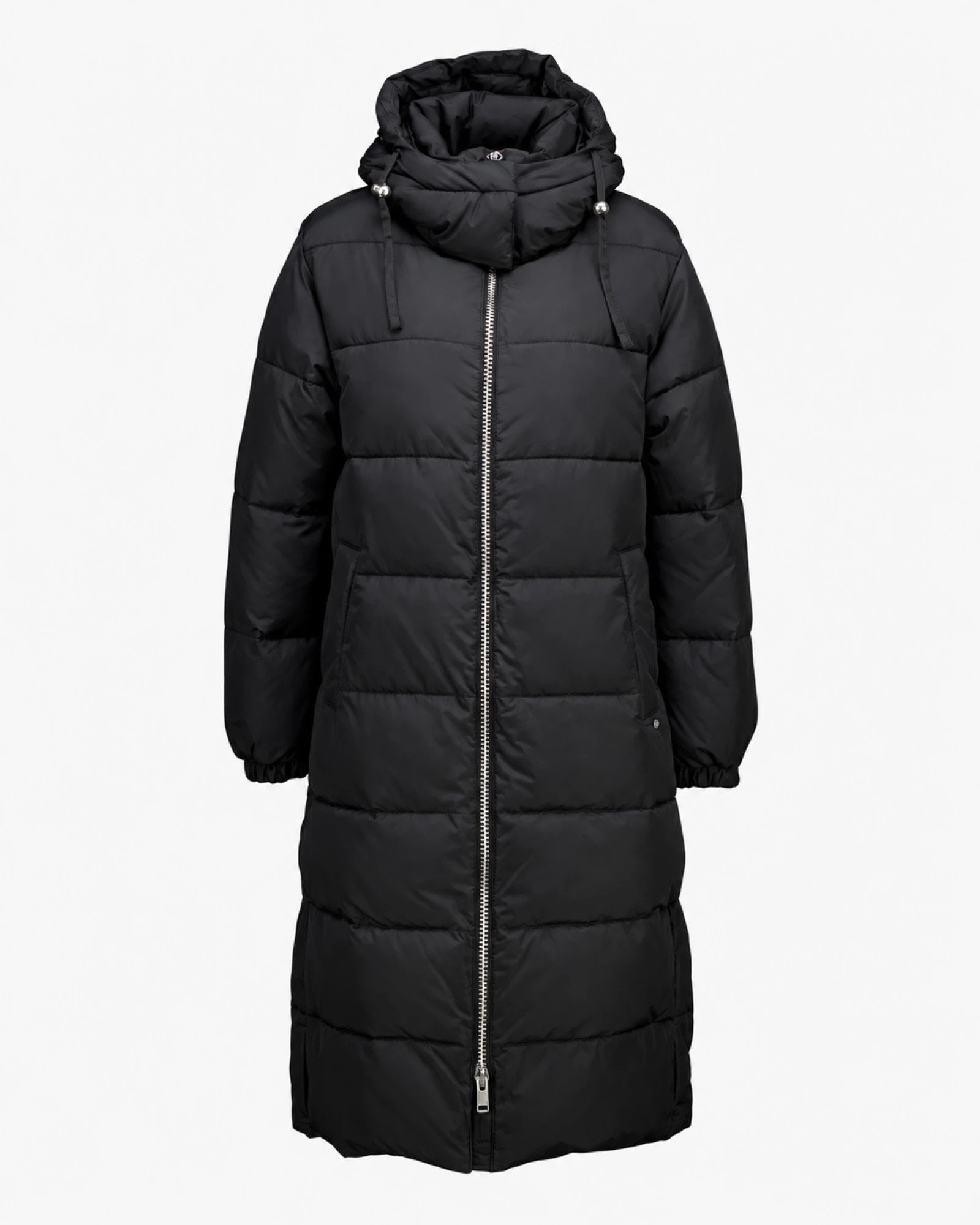 Scotch & Soda 178071-U008 γυναικείο μακρύ puffer parka μαύρο μπροστινή όψη