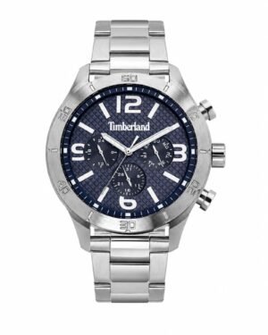 Timberland Stranton TBL15358JS03M ανδρικό ρολόι με ασημί μπρασελέ και μπλε καντράν, μπροστινή όψη